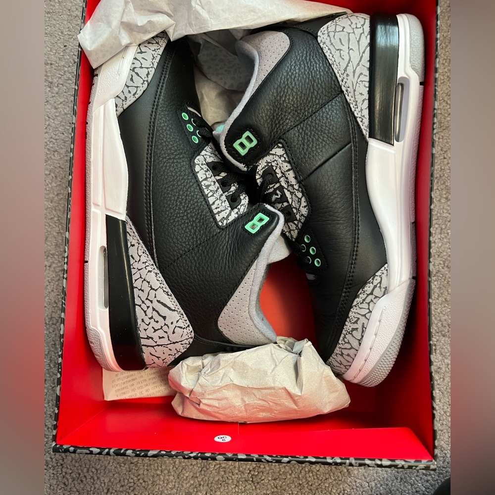 JORDAN RETRO 3 Green Black Gray Crackle Size 6.5 WORN ONCE